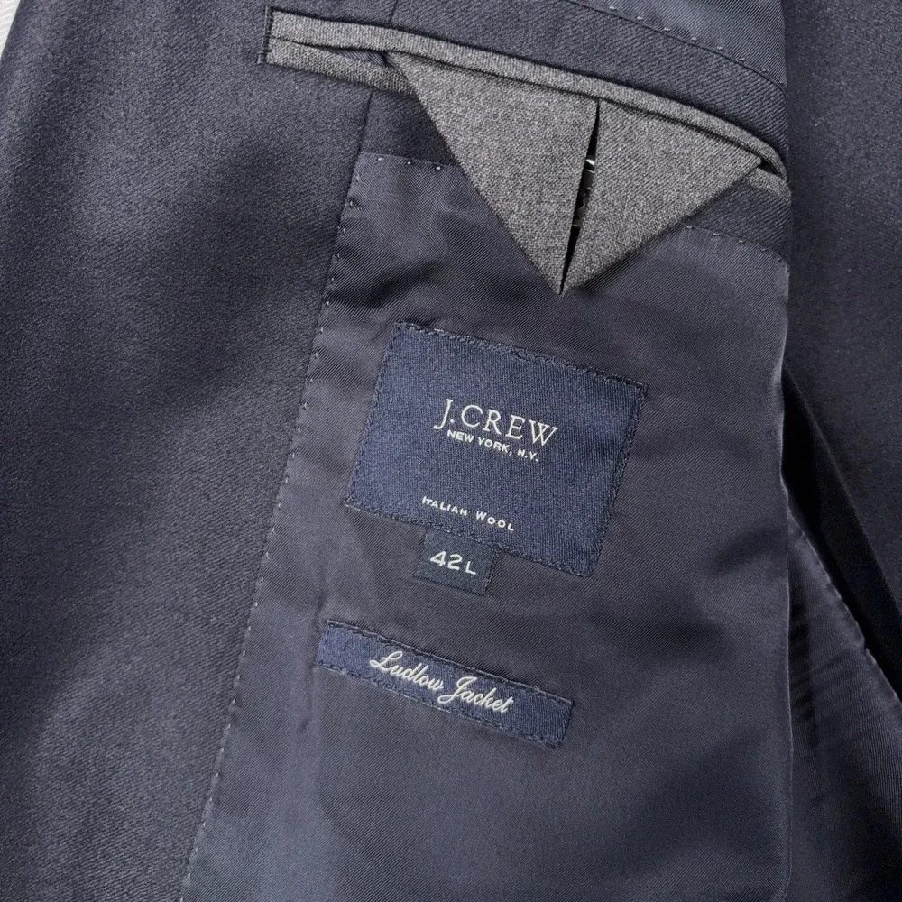 J Crew Ludlow Loro Piana Super 130's Wool Blazer Mens Size 42L Black Single Vent